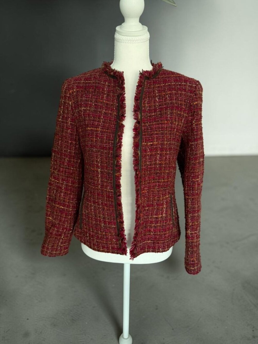 LAFAYETTE 148 Red Multi Boucle Jacket Blazer Size 4